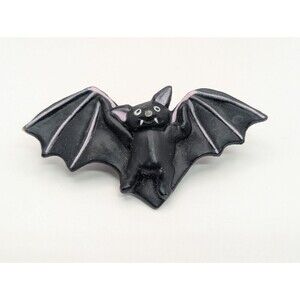 Fun World Division Vintage S. Lehman Halloween Black Vampire Bat Brooch Pin